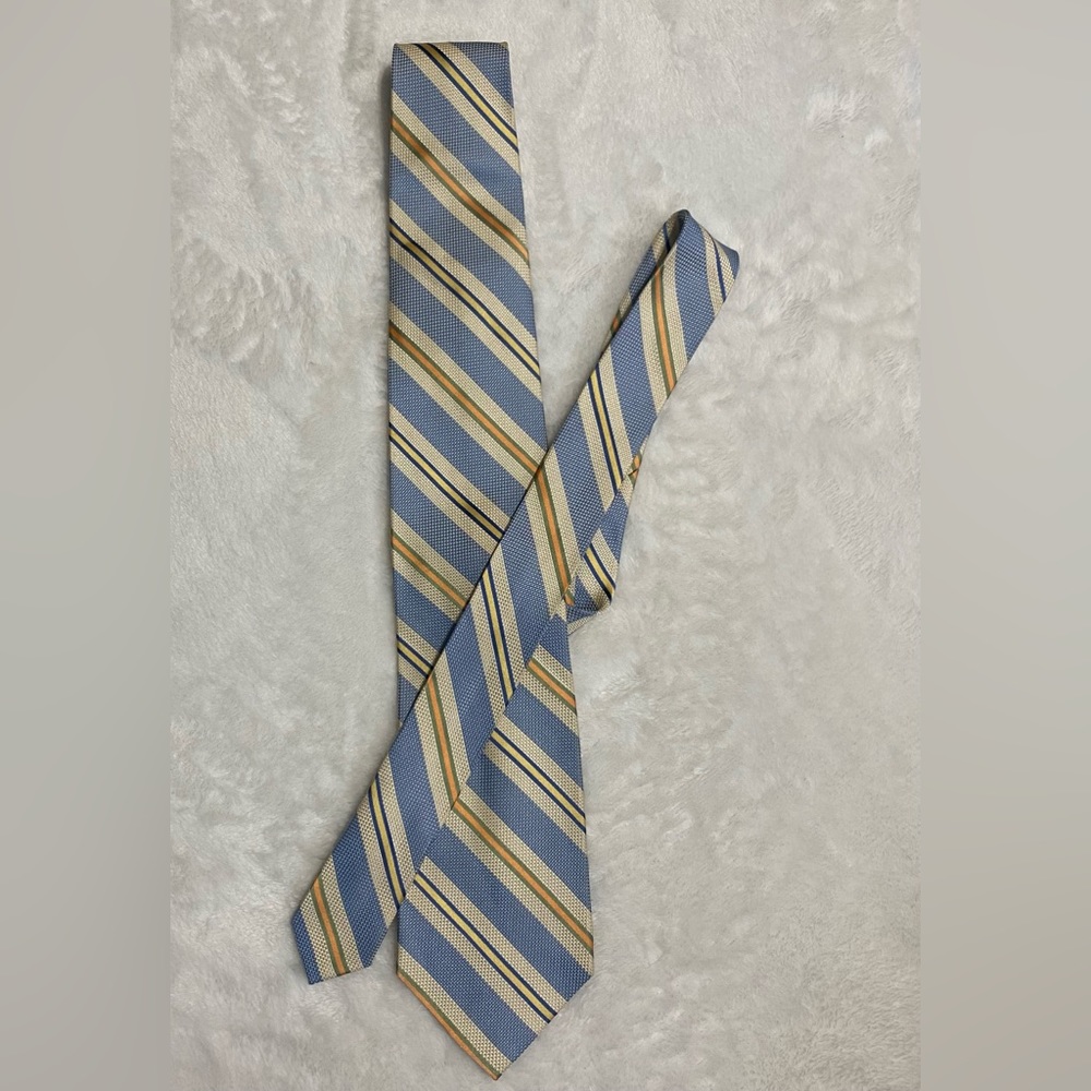 Jos. A. Bank Signature Collection Silk Striped Tie Blue Gold Olive